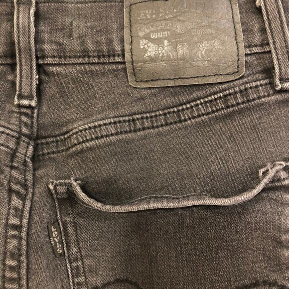 Levi's Black Mile High Super Skinny Thrashed Ankle Jeans Womens Sz 27 - Picture 5 of 8